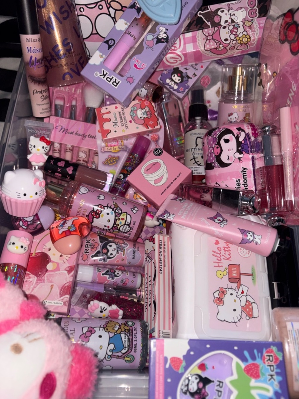 Sanrio Pink Hello Kitty & Kuromi Lipstick and Cosmetic Mix